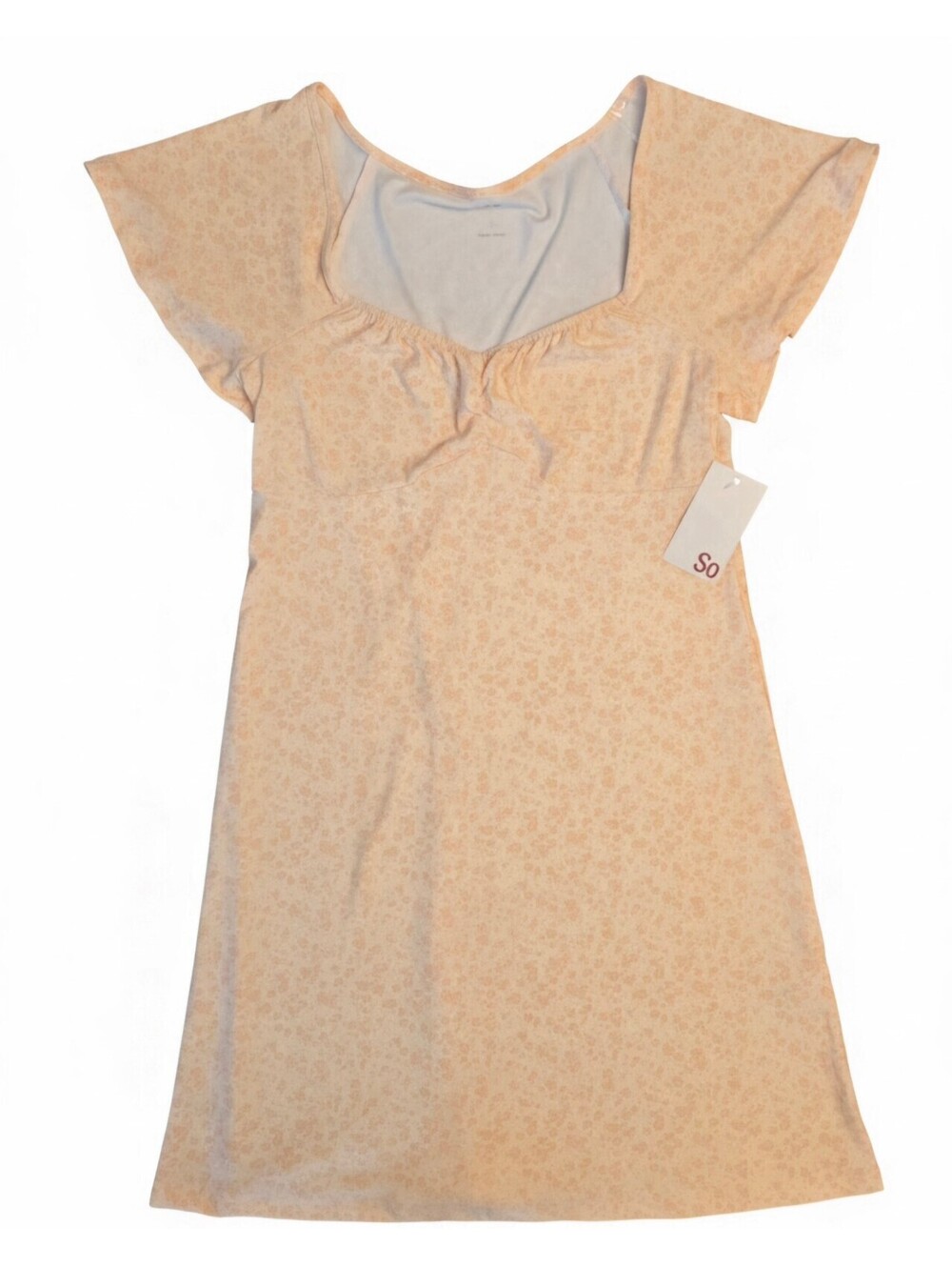 New with Tags 'So' Peach Floral Flutter Babydoll Mini Dress - Size Small